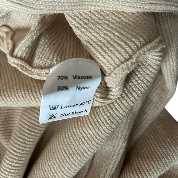 SNDYS Everyday Revolve Tied Up Ribbed Knit Dress Long‎ Sleeve Beige Size Small - Picture 7 of 9